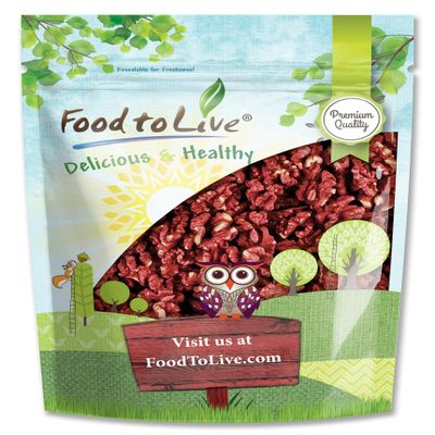 Food to Live - California Livermore Red Walnuts, 1 Pound Raw, No Shell, Kosher, Unsalted, Natural, Sirtfood, Bulk