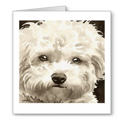 DJ Rogers Fine Art Bichon Frise - Set of 10 Sepia Dog Note Cards With Envelopes