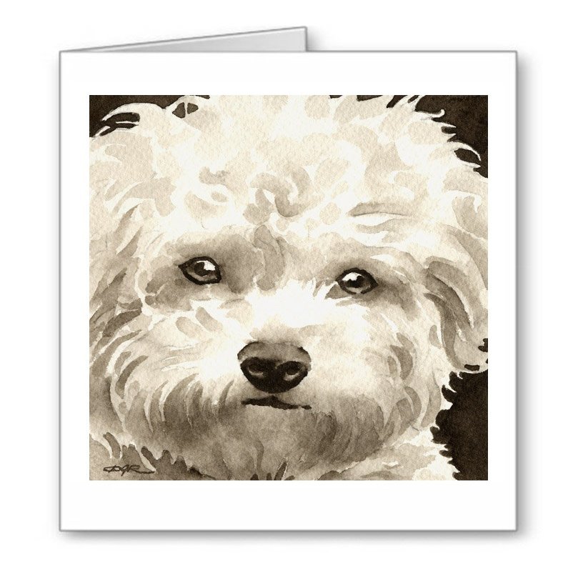 DJ Rogers Fine Art Bichon Frise - Set of 10 Sepia Dog Note Cards With Envelopes