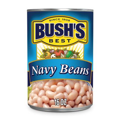 BUSH'S BEST 16 oz Canned Navy Beans, Source of Plant Based Protein and Fiber, Low Fat, Gluten Free