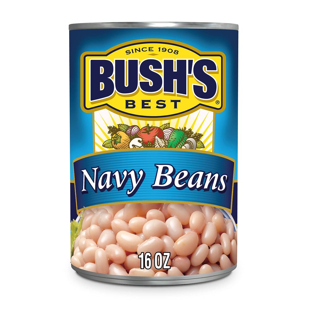 BUSH'S BEST 16 oz Canned Navy Beans, Source of Plant Based Protein and Fiber, Low Fat, Gluten Free