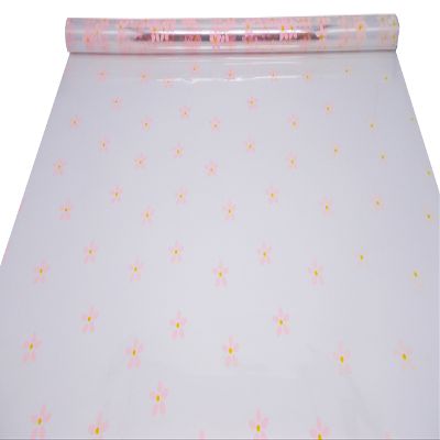 West Design Printed Cellophane Film Roll Pink Daisy Wrapping Baskets, 600 mm x 2.5 m