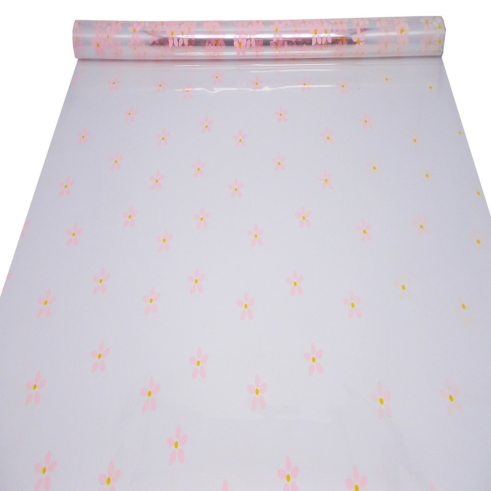 West Design Printed Cellophane Film Roll Pink Daisy Wrapping Baskets, 600 mm x 2.5 m