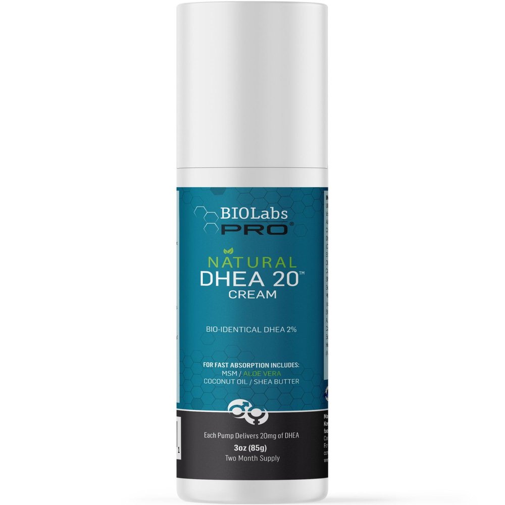 BIOLABS PRO All Natural Bioidentical 20mg Dhea Cream - Two Month Supply - for Men or Women (Unscented - 3.0oz)