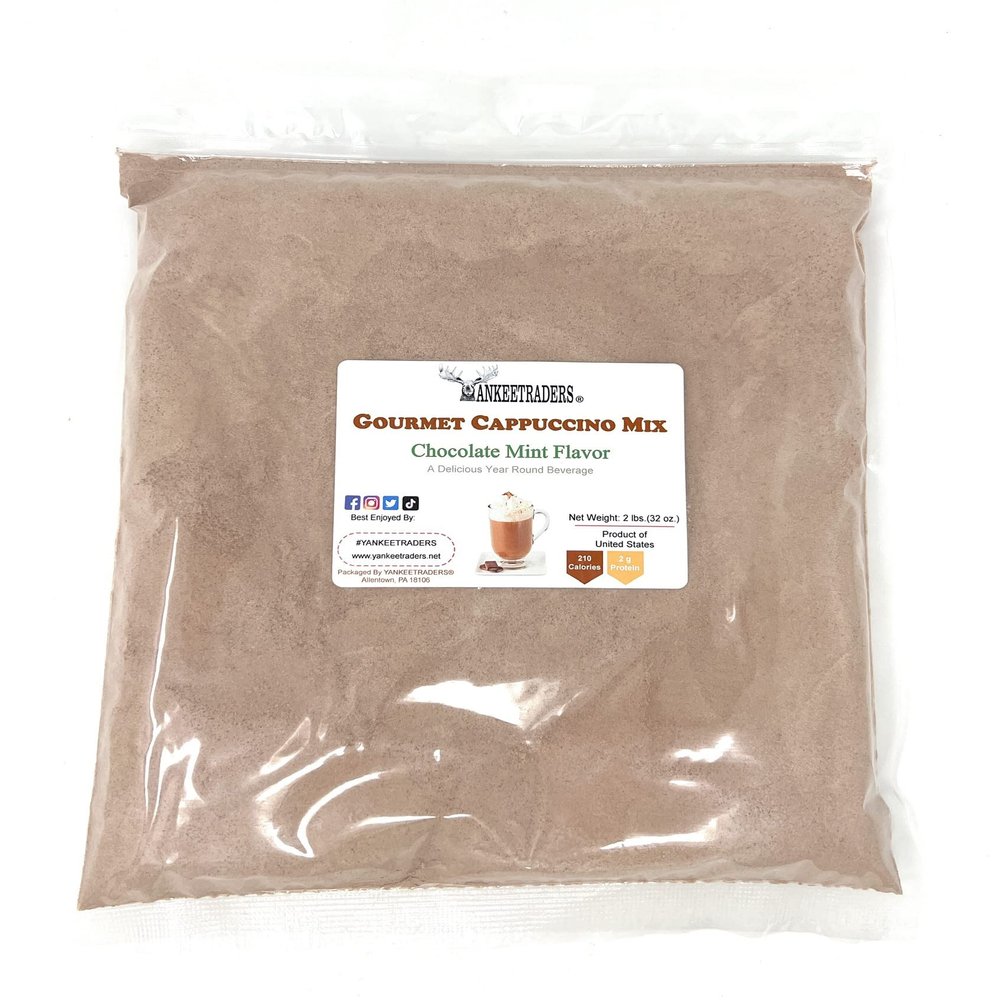 Yankee Traders Brand Chocolate Mint Instant Cappuccino Mix, 2 Lb (Make Hot or Iced or Frozen)