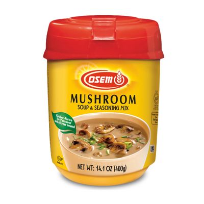 Osem Mushroom Soup and Seasoning Mix - Mushroom Soup Mix, Seasoning Base with Onion & Potato, Vegan Friendly Boullion, Kosher Stock Powder - 14.1 oz Jar (20 Servings)