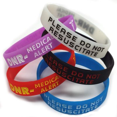 5X DNR Please Do Not Resuscitate Wristband Medical Awareness Alert Bracelet White, Red, Black, Purple, Blue