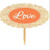 Love Coral Rustic Burlap Wedding Cupcake Decoration Topper Food Picks -12Pack view 1