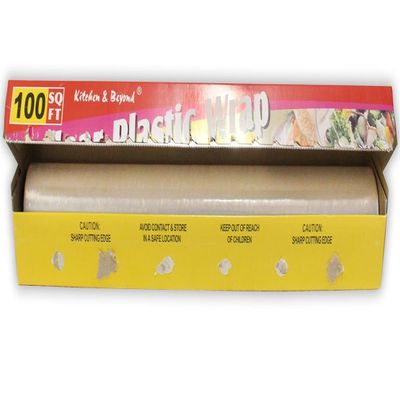 ToolUSA Clear Plastic Wrap for Food Storage | 12" x 100' Roll | Preserve Freshness | Home & Restaurant Use | Metal Cutter Included