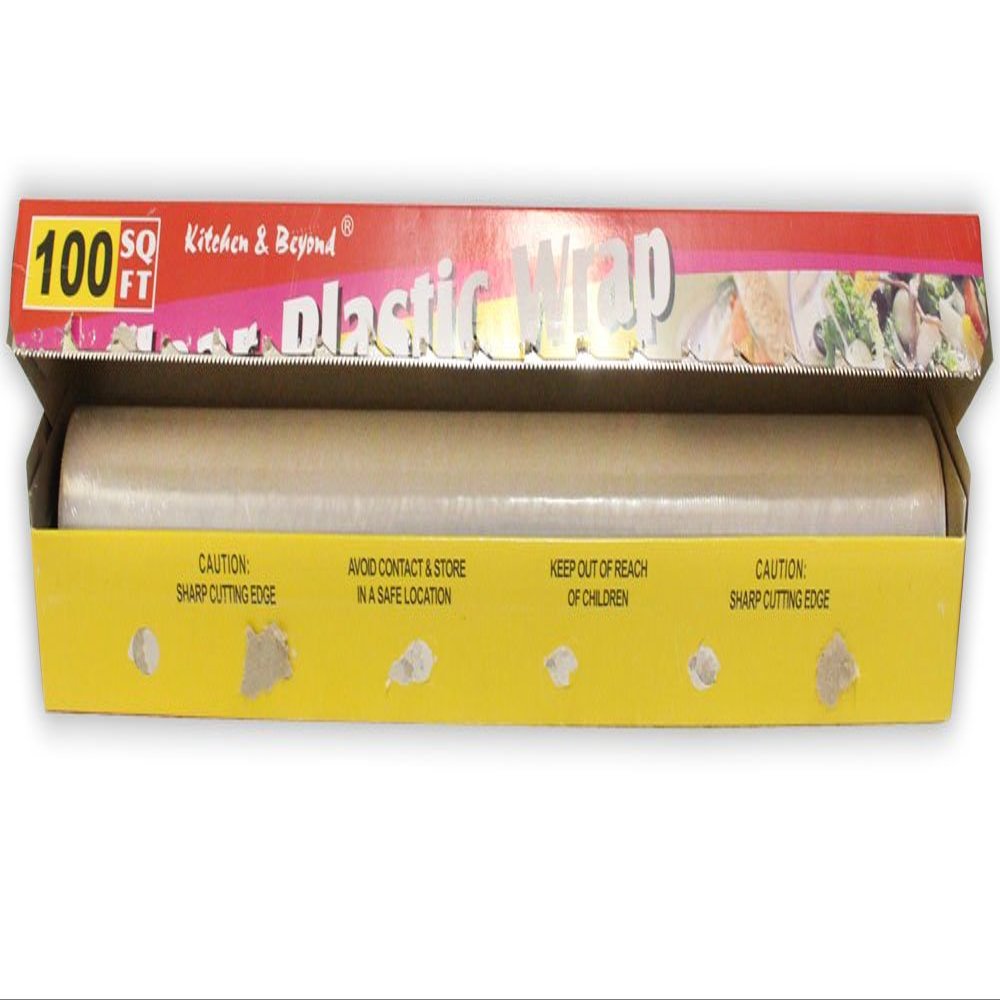 ToolUSA Clear Plastic Wrap for Food Storage | 12" x 100' Roll | Preserve Freshness | Home & Restaurant Use | Metal Cutter Included
