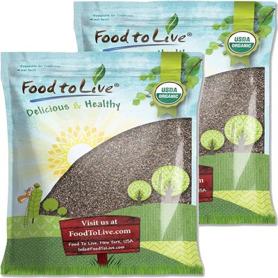 Food to Live Organic Black Chia Seeds, 20 Pounds - Non-GMO, Whole, Sproutable, Vegan, Keto, Sirtfood, Bulk. Rich in Essential Fatty Acids, Fiber, Protein. Great for Chia Pudding, Smoothie, Oatmeal