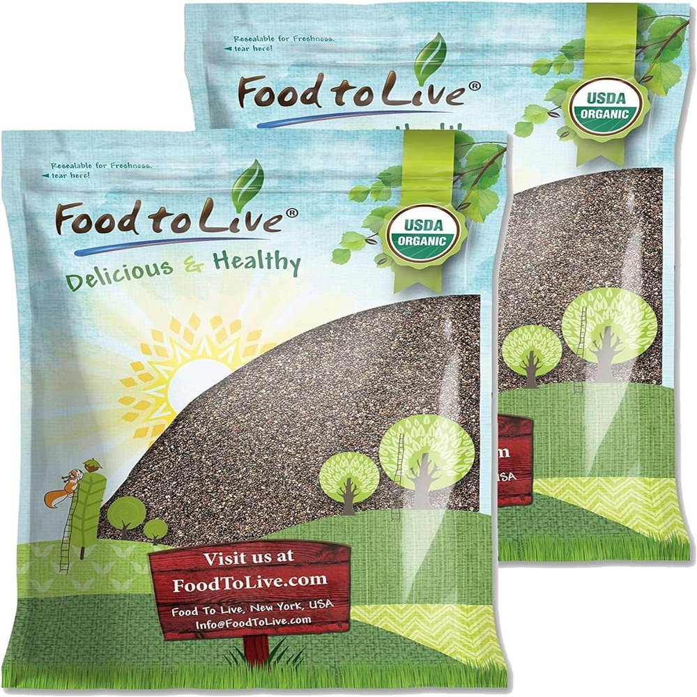 Food to Live Organic Black Chia Seeds, 20 Pounds - Non-GMO, Whole, Sproutable, Vegan, Keto, Sirtfood, Bulk. Rich in Essential Fatty Acids, Fiber, Protein. Great for Chia Pudding, Smoothie, Oatmeal
