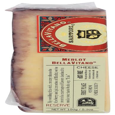 Sartori Reserve Merlot BellaVitano Cheese Wedge, 5 Ounce -- 12 per case.