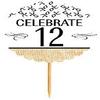 12th Birthday / Anniversary Novelty Burlap Cupcake Decoration Picks -12pack view 1