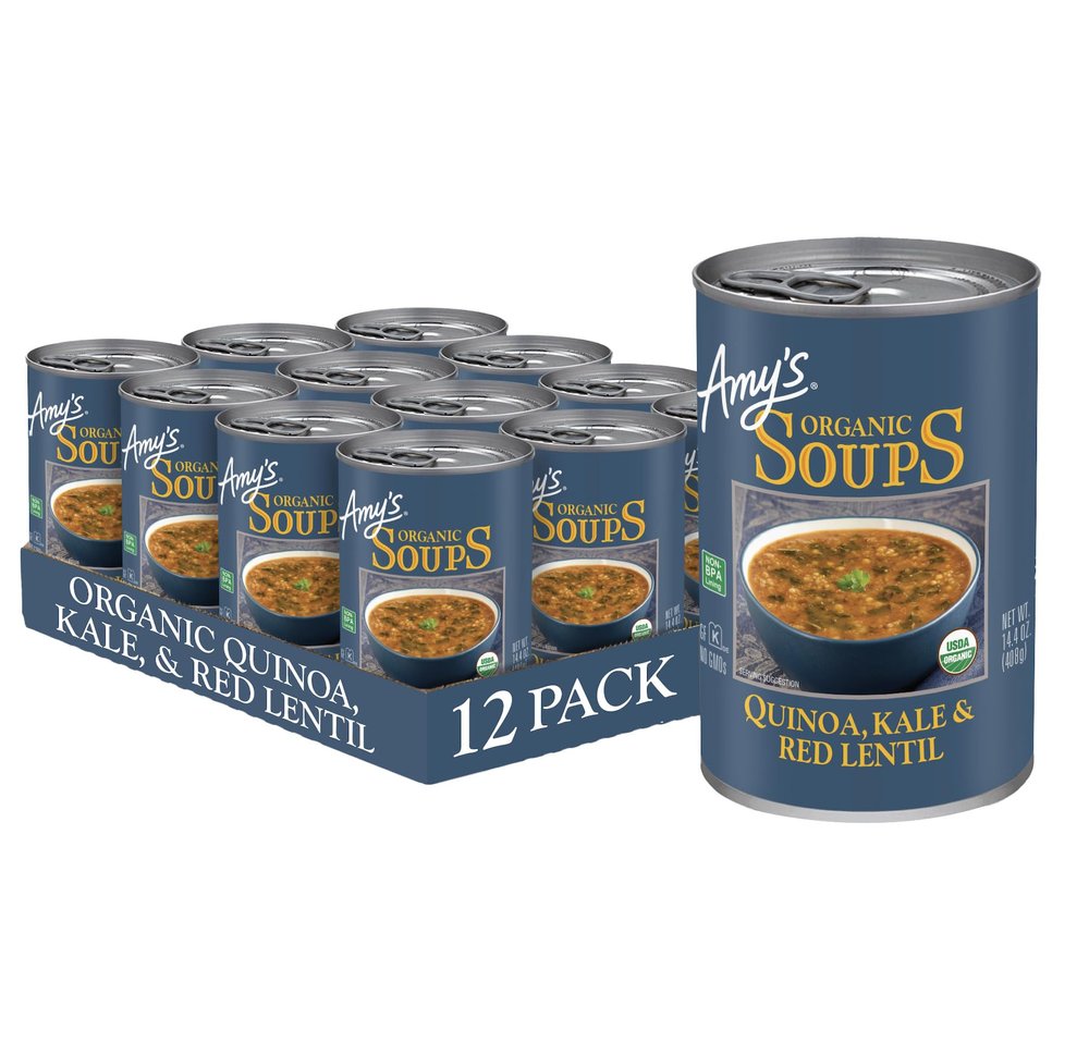 Amy's Soup, Vegan, Gluten Free, Organic Kale, Quinoa and Red Lentil, 14.4 Ounce (Pack of 12)