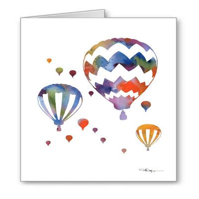 DJ Rogers Fine Art Hot Air Balloons - Set of 10 Watercolor Note Cards With Envelopes