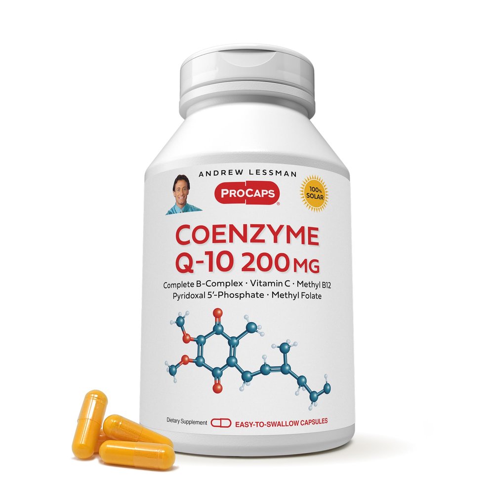 ANDREW LESSMAN Coenzyme Q-10 200 mg 60 Capsules - Essential for Energy Production and Optimum Key Organ Function, Anti-Oxidant Support, Depleted by Aging, Plus B-Complex. Easy to Swallow Capsules