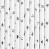 10 Hard White Straws with Silver Stars Table Decoration, Party, Party view 1
