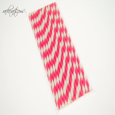 rackcrafts.com Heavy Duty Straws Sticks Crafts Drinking Designer Color Polka Dots Stripes Swirl (Stripes - Hot Pink)