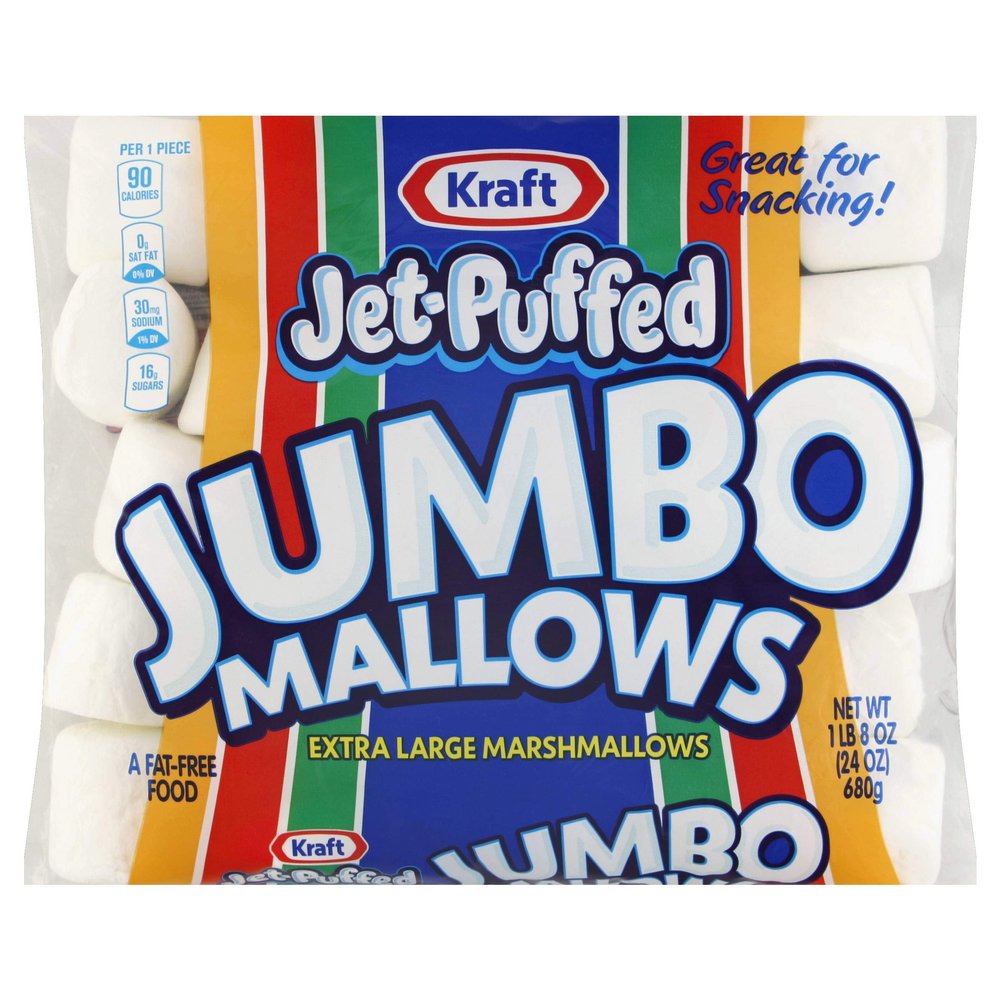 Jet Puffed Jumbo Marshmallow Snack, 24 Ounce - 8 per case.