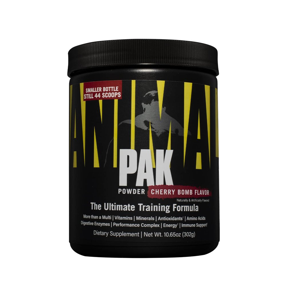 Animal Pak Convenient All-in-One Vitamin & Supplement Powder Zinc, Vitamins C, B, D, Amino Acids and More Sports Nutrition Performance Multivitamin for Women & Men 44 Scoops, Cherry Bomb