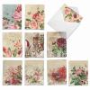 The Best Card Company - 10 Boxed Note Cards with Flowers - Blank Assorted Floral Notecards Bulk (4 x 5.12 Inch) - Botanical Collages M2988OCB view 1