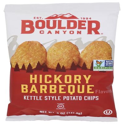 Boulder Canyon Kettle Chips, Hickory BBQ, 5-Ounce Bags (Pack of 12) by Boulder Canyon