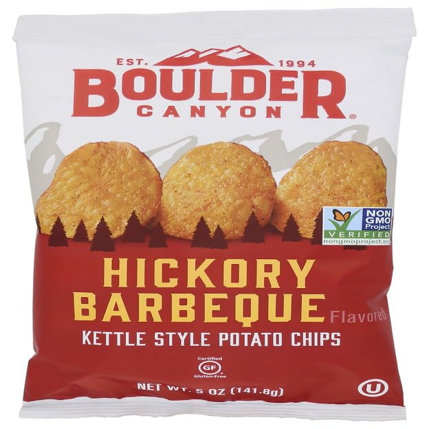 Boulder Canyon Kettle Chips, Hickory BBQ, 5-Ounce Bags (Pack of 12) by Boulder Canyon