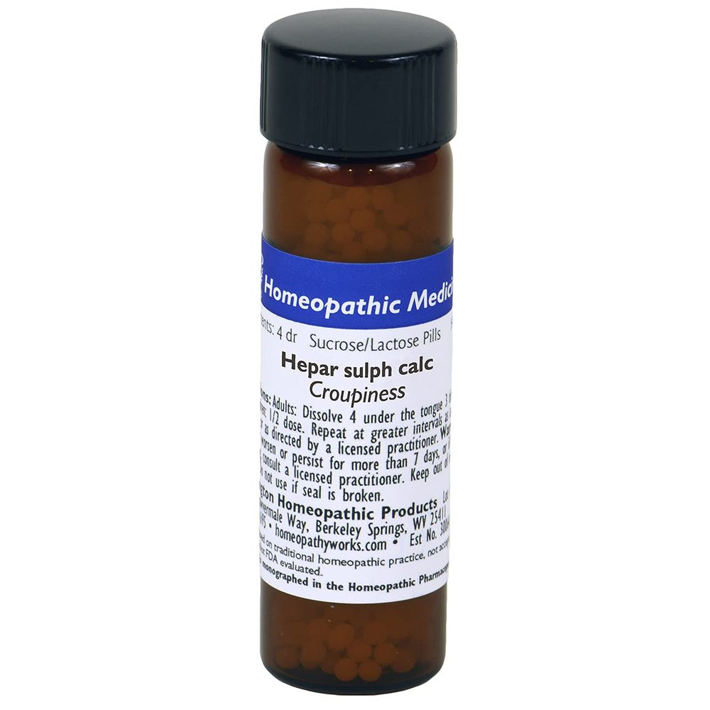 Hepar sulphuris calcareum 30C. 900 Pellets. Useful for Croupiness.* Made by The Oldest Homeopathic Company in America.