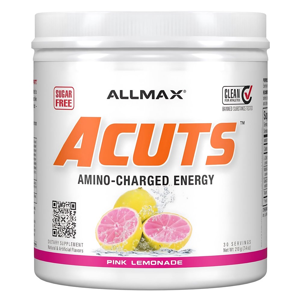 AMINOCUTS (ACUTS), Amino-Charged Energy Drink with Taurine, L-Carnitine, Green Coffee Bean Extract, Pink Lemonade, 210 g - 30 Servings