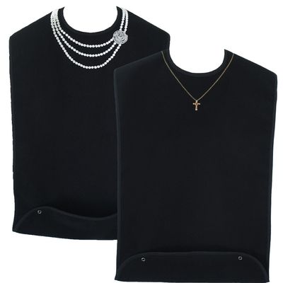 Classy Pal | Adult Bib for Women with Embroidered Design. Waterproof, Reusable & Washable | 2 Pack (Pearl Necklace + Gold Cross Necklace)