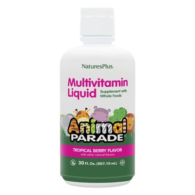 NaturesPlus Animal Parade Children's Liquid Multivitamin, Tropical Berry Flavor - 30 fl oz, Pack of 2 - Whole Food Supplement - Vegetarian, Gluten Free - 120 Total Servings