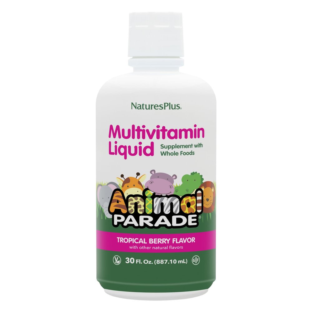 NaturesPlus Animal Parade Children's Liquid Multivitamin, Tropical Berry Flavor - 30 fl oz, Pack of 2 - Whole Food Supplement - Vegetarian, Gluten Free - 120 Total Servings