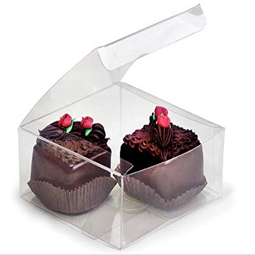 Clear Truffle Boxes - 1 Pc Large Clear Truffle Boxes 4-1/4x4-1/4x1-5/8" - Holds 4 - (25 Per Pack) - WRAPS-TL44