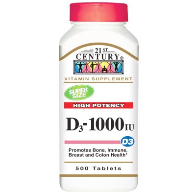 21st Century, Vitamin D3 High Potency, 1000 IU, 500 Tablets - 2pc