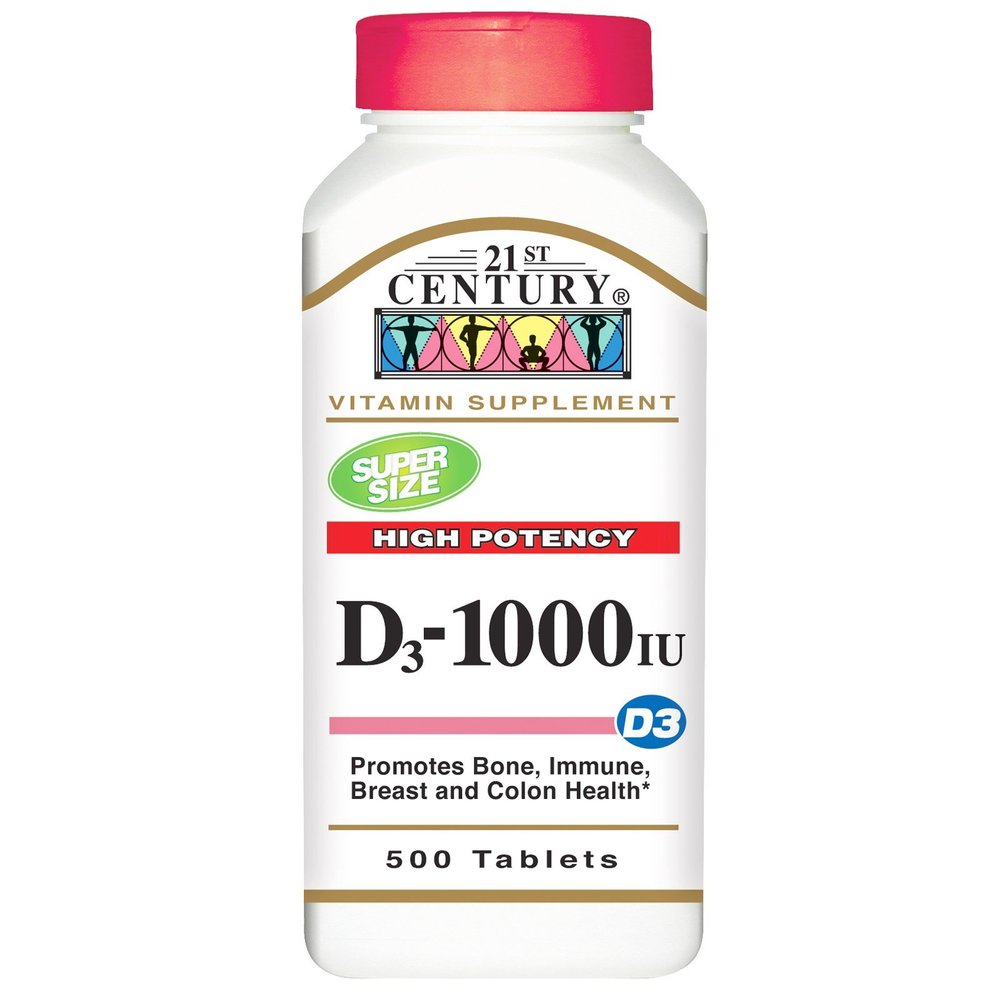 21st Century, Vitamin D3 High Potency, 1000 IU, 500 Tablets - 2pc