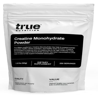 True Nutrition - Creatine Monohydrate Powder - Micronized Creatine Powder - Promotes Lean Muscle Growth, Muscular Strength, and Workout Intensity - Pre and Post Workout Supplement (500 g)