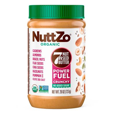 NuttZo Organic Power Fuel 7 Nuts and Seeds Butter, Crunchy, Paleo and Keto Friendly, Peanut and Gluten Free, Vegan, Kosher, 1g Sugar, 6g Protein, 26 oz Jar