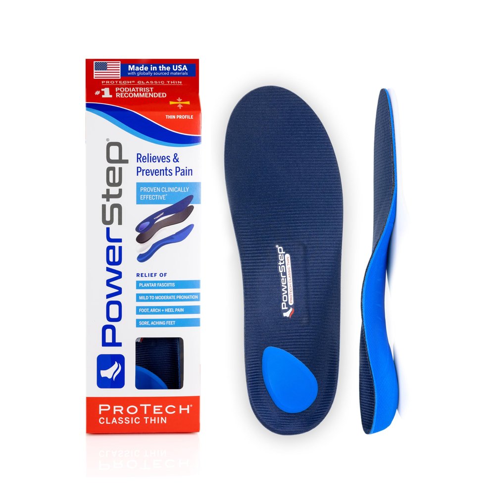 PowerStep ProTech Classic Orthotic Insoles - Medical Grade Arch Support Inserts for Plantar Fasciitis Relief- Made in USA - Maximum Cushioning + ShockAbsorb Orthotics (M 14-15)