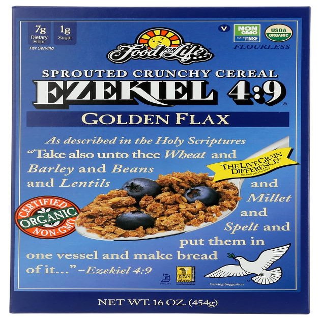 Food For Life Ezekiel 4:9 Organic Sprouted Grain Cereal, Golden Flax, 16-Ounce Boxes (Pack of 3)