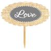 Love Gray Rustic Burlap Wedding Cupcake Decoration Topper Food Picks -12Pack view 1