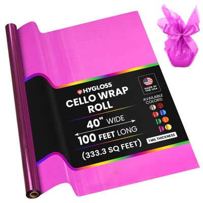 Hygloss Products Roll Cellophane Wrap for Crafts, Gifts, and Baskets 40 Inch x 100 Feet, Purple