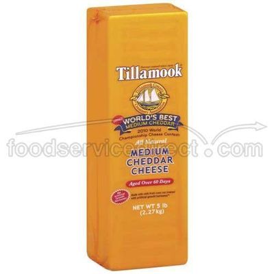 Tillamook Medium Cheddar Cheese, 5 Pound -- 2 per case. by Tillamook