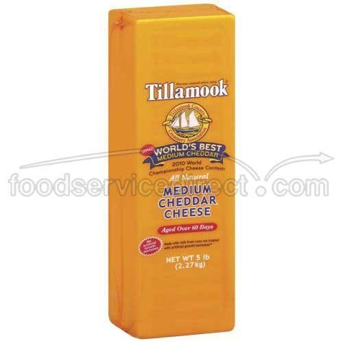 Tillamook Medium Cheddar Cheese, 5 Pound -- 2 per case. by Tillamook