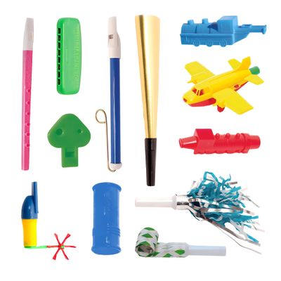 TalkTools Horn Kit | Oral Motor Placement Therapy | Improve Speech, Tongue Lip Placement | Reduce or Eliminate Drooling | Abdominal Grading | Controlled Oral Airflow, and Speech Clarity - 12 Tools