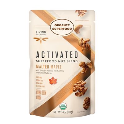 Living Intentions Sprouted Organic Nut Blend Malted Maple NonGMO Gluten Free Vegan Paleo 4 Ounce Unit