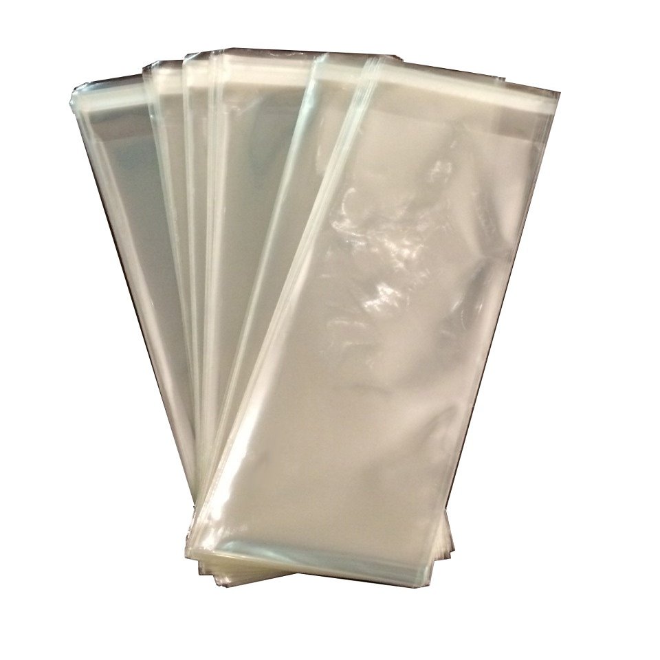 2.5" x 8'' inches Clear Long Food Safe Self-Sealing Adhesive Resealable Food Safe Plastic Flat Cello Wrap Cellophane Candy Goody Pretzel Cake Pop Treat Gift Bags 100pcs