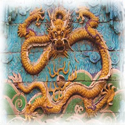 1/4 Sheet - Chinese Dragon Temple Birthday - Edible Cake/Cupcake Party Topper - D21762