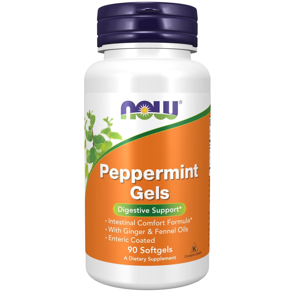 NOW Supplements, Peppermint Gels with Ginger & Fennel Oils, Enteric Coated, Digestive Support*, 90 Softgels