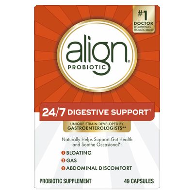 Align Probiotic, 24/7 Digestive Support*, Probiotics for Women and Men, Probiotics for Digestive Health, Men and Womens Probiotic Capsules Help Relieve Occasional Bloating & Gas*, 49 Capsules